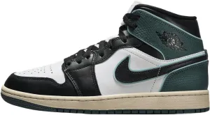 Air Jordan 1 Mid SE Women's Shoes (FQ7818-100, White/Light Dew/Oxidized Green/Black) Size 11