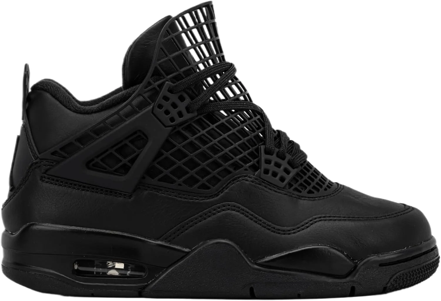 Air Jordan 4 Retro Net Womens Lifestyle Shoes (Black/Black/Metallic Silver)