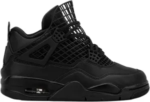 Air Jordan 4 Retro Net Womens Lifestyle Shoes (Black/Black/Metallic Silver)