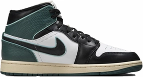 Air Jordan 1 Mid SE Women's Shoes (FQ7818-100, White/Light Dew/Oxidized Green/Black) Size 6.5