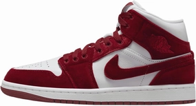 Air Jordan 1 Mid SE Women's Shoes (FZ3334-100, White/Black/White/Team Red) Size 8.5