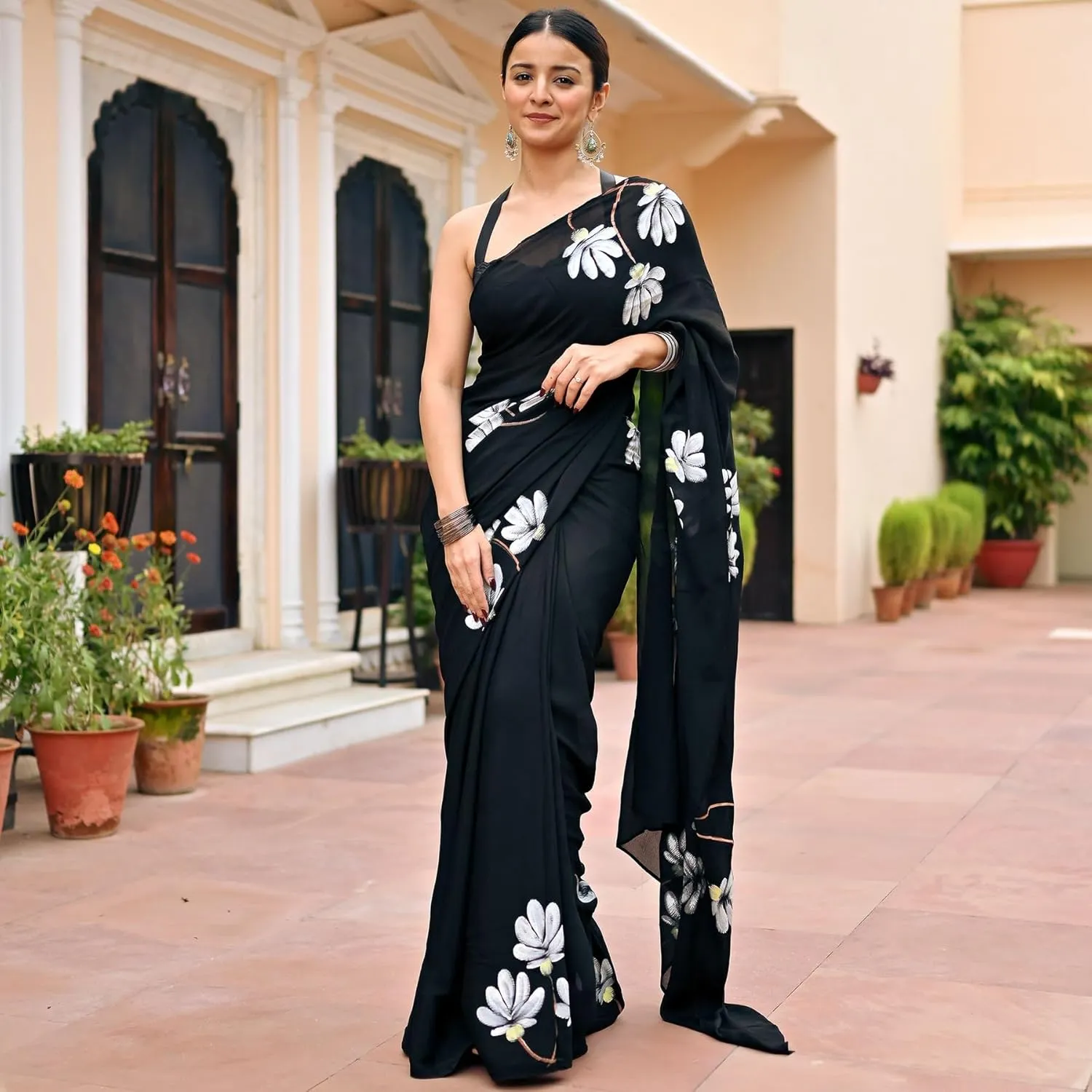 Alia Bhatt Collection: Floral Printed Satin Silk Sarees for Parties