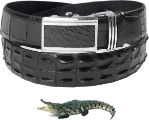 Alligator Leather Belt Men Crocodile Belly 1.5" width Pin Gold Buckle Removal Dress Golf Luxury Premium Handmade