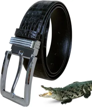 Alligator Leather Belt Men Crocodile Belly 1.5" width Pin Gold Buckle Removal Dress Golf Luxury Premium Handmade