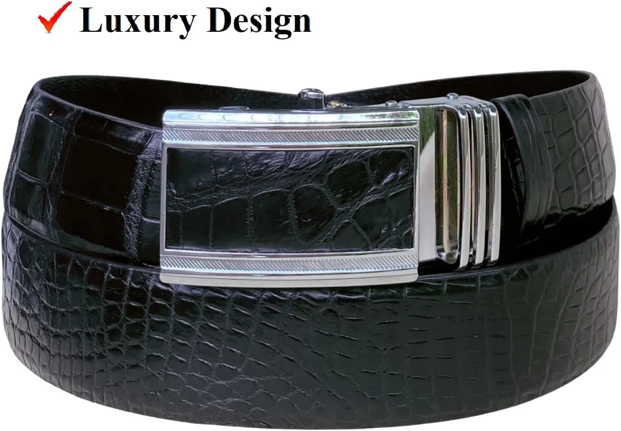 Alligator Leather Belt Men Crocodile Belly 1.5" width Pin Gold Buckle Removal Dress Golf Luxury Premium Handmade