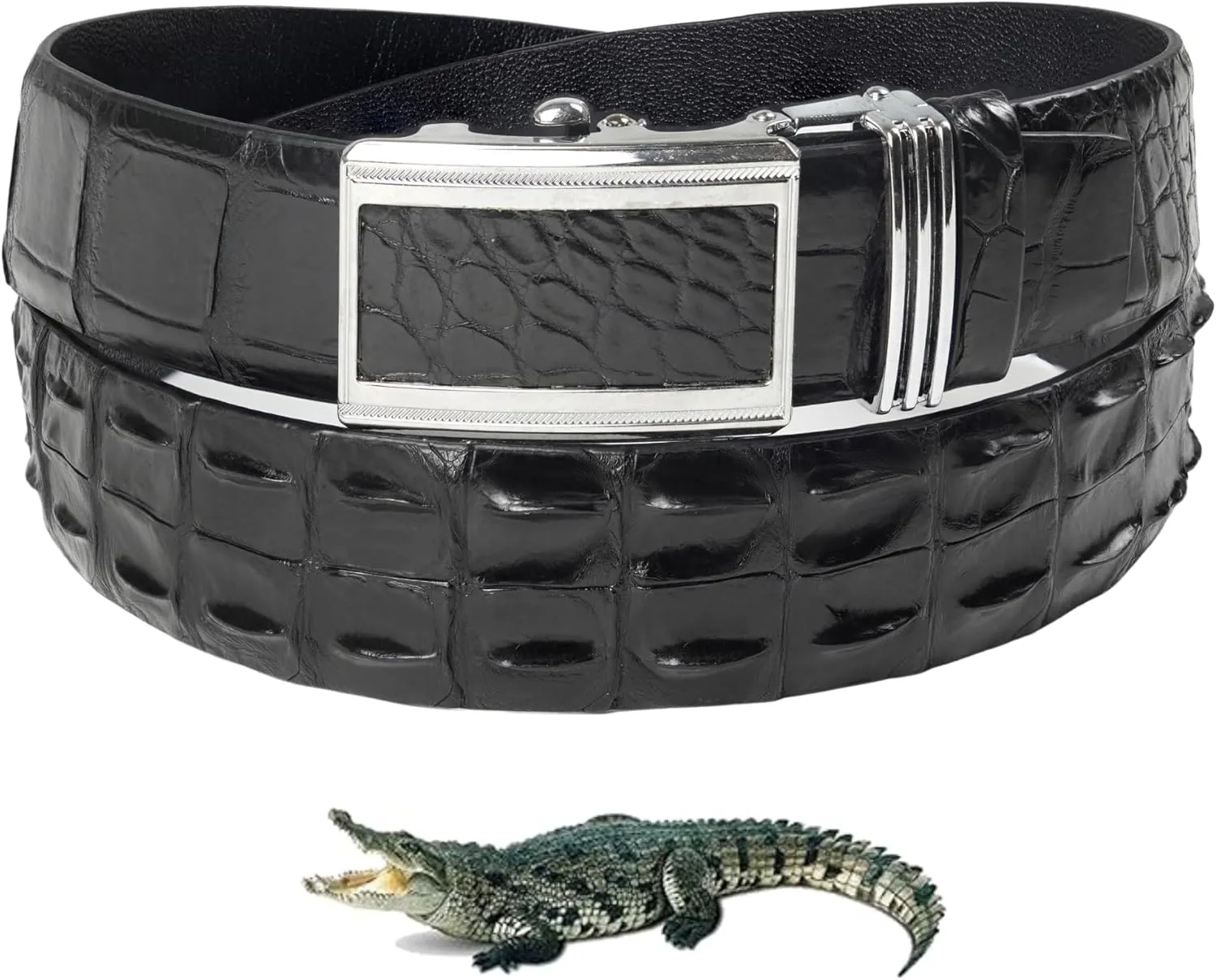 Alligator Leather Belt Men Crocodile Belly 1.5" width Pin Gold Buckle Removal Dress Golf Luxury Premium Handmade