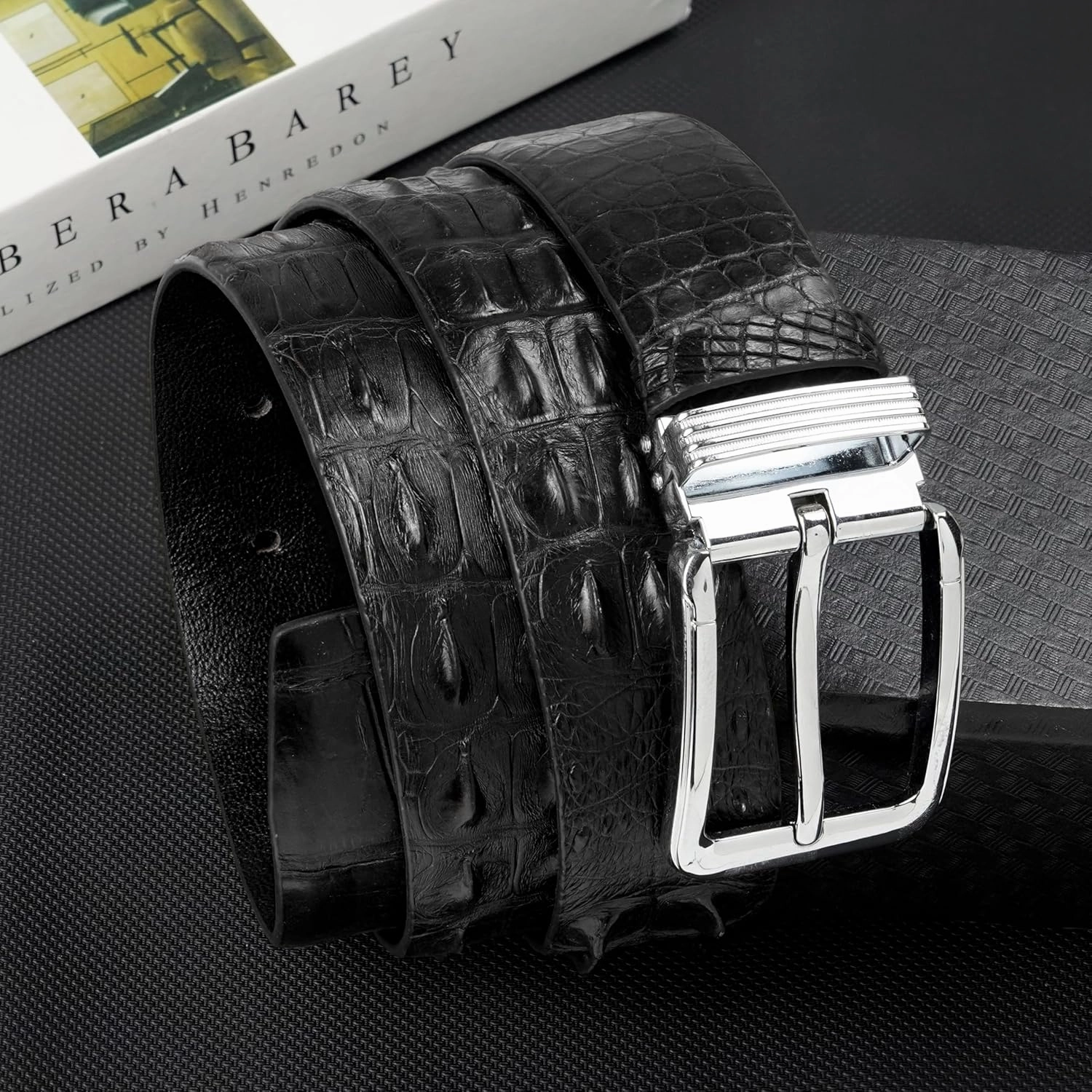 Alligator Leather Belt Men Crocodile Belly 1.5" width Pin Gold Buckle Removal Dress Golf Luxury Premium Handmade