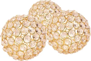Alpha Living Home Decorative Balls Set of 3, Crystal Orbs for Decorate Bowls Vases Tables Wedding Party, Metal Balls Decorative Balls for Centerpiece Bowls Orbs Filler for Home Decor, 4.25" Round