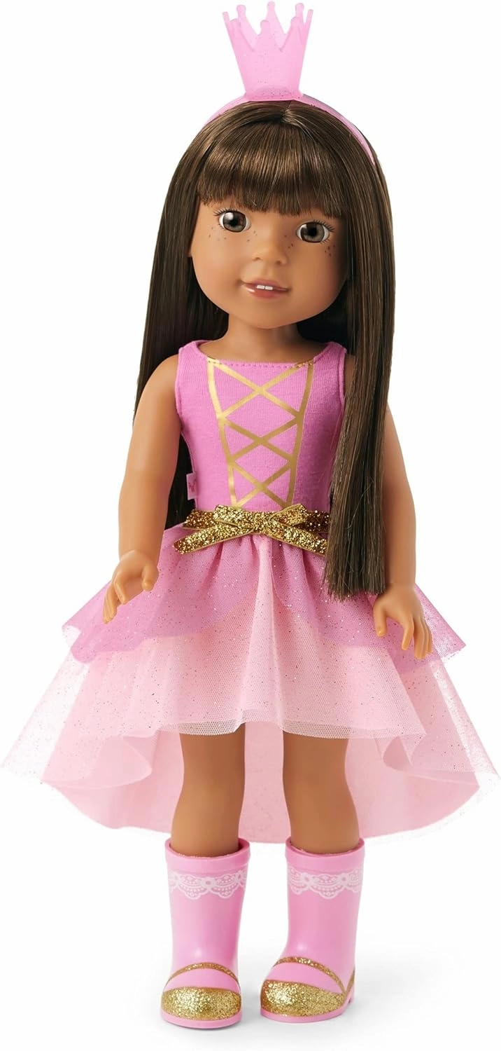 American Girl WellieWishers 14.5-inch Ashlyn Doll with Pink Leotard, Glitter Skirt, Headband, and Boots, For Ages 4 