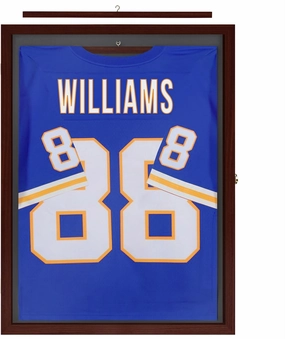 Americanflat Jersey Frame Display Case - 23x31 Lockable Display Case with Hanger - All-Star Collection - Mahogany Sports Jersey Frame Shadow Box with Plexiglass for Baseball, Basketball, Soccer
