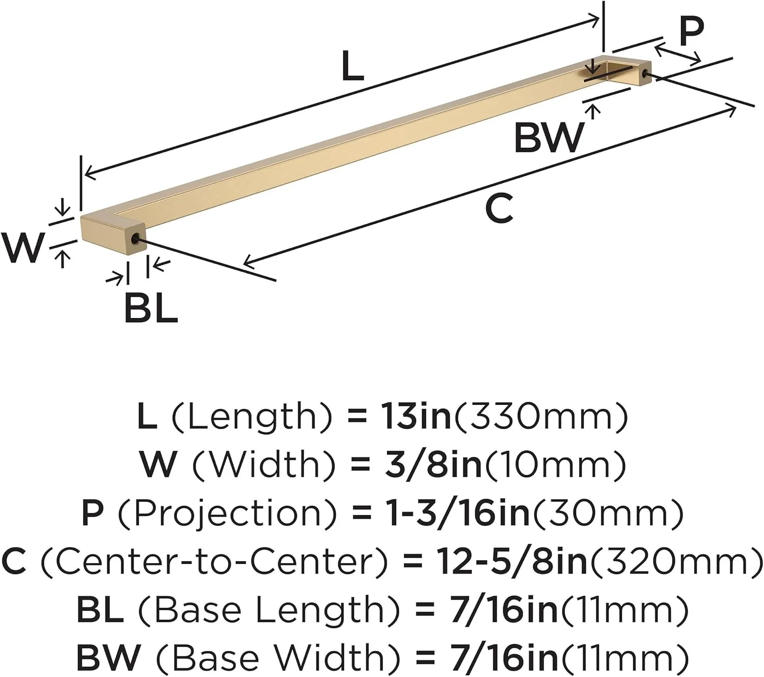 Amerock BP36911CZ Champagne Bronze Cabinet Pull | 12-5/8 inch (320mm) Center-to-Center Cabinet Hardware | Monument | Furniture Hardware | Drawer Pull