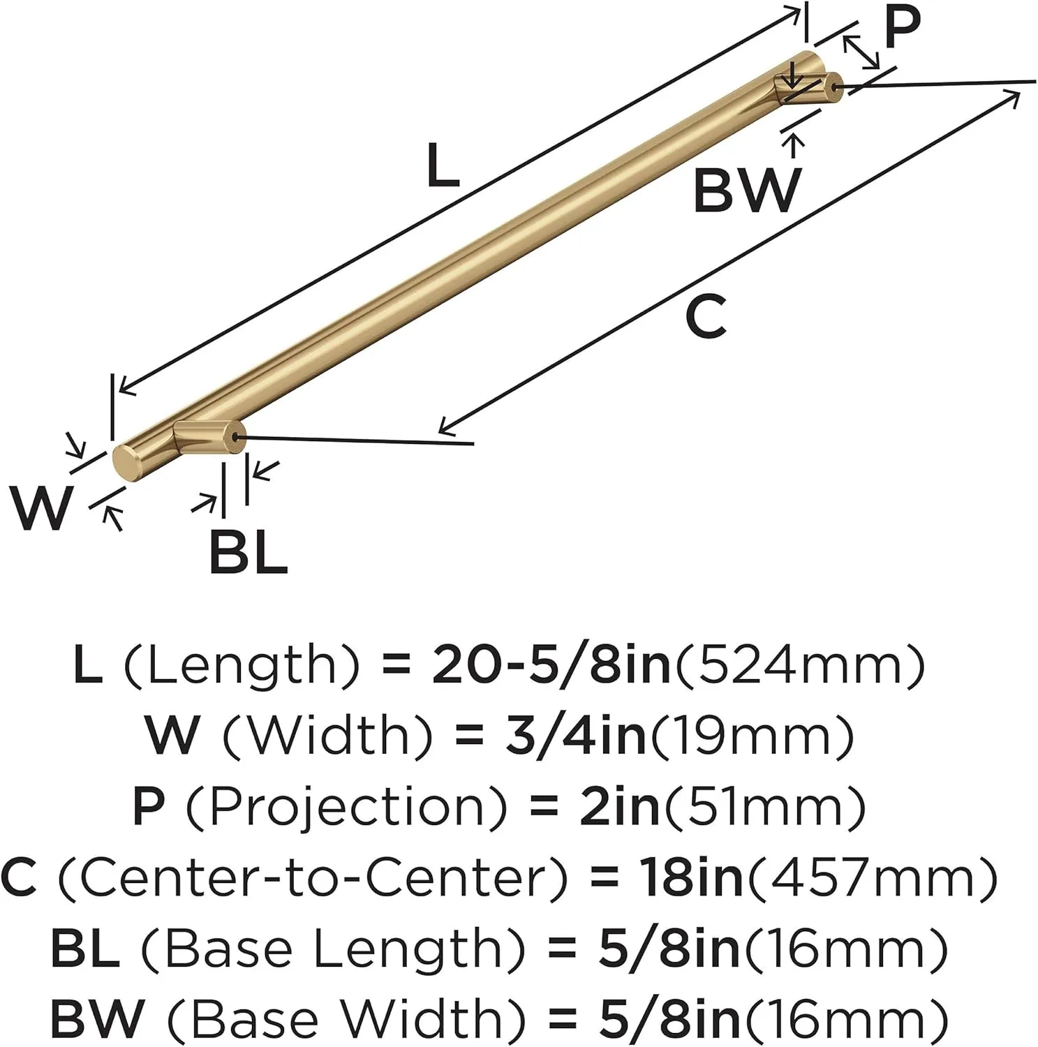 Amerock | Oversized Cabinet Hardware/Appliance Handle Pull | Champagne Bronze | 18 in (457 mm) Center-to-Center Drawer Pull | Bar Pulls | Kitchen and Bath Hardware | Furniture Hardware