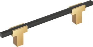 Amerock Urbanite 5-1/16 inch (128mm) Center-to-Center Champagne Bronze/Matte Black Cabinet Pull, BP778128CZMB