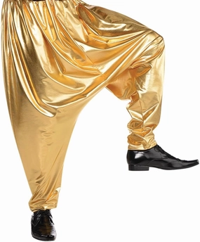 AMSCAN Gold Hip Hop Parachute Pants for Adults, One Size