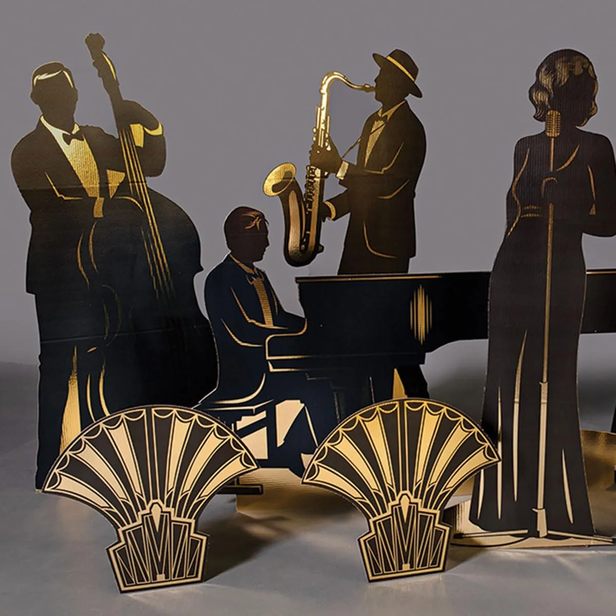 Anderson's Metallic Cardboard Jazz Singer Standup Kit, 1920s Theme, Props, Photo Booth, Photo Ops