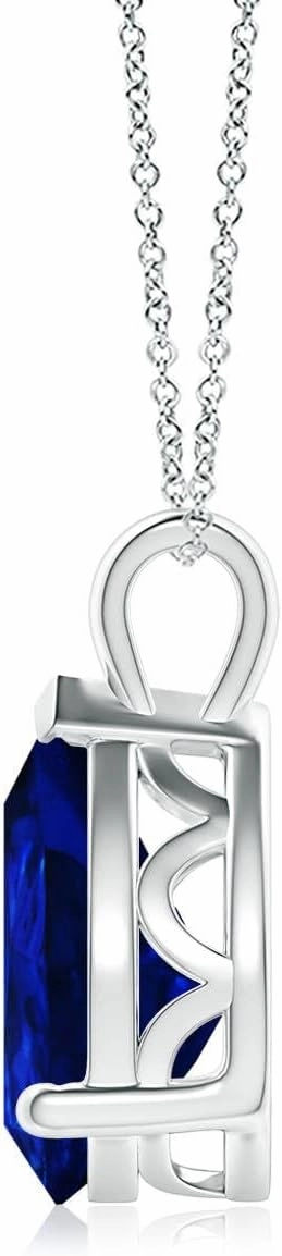 Angara Lab Grown Solitaire Pear Blue Sapphire Classic Pendant in 14K Solid Gold/Platinum | September Birthstone, Birthday, Engagement, Anniversary, Wedding Jewelry Gift for Women