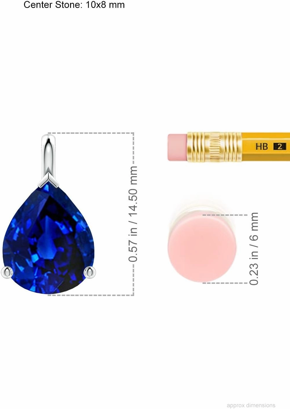 Angara Lab Grown Solitaire Pear Blue Sapphire Classic Pendant in 14K Solid Gold/Platinum | September Birthstone, Birthday, Engagement, Anniversary, Wedding Jewelry Gift for Women
