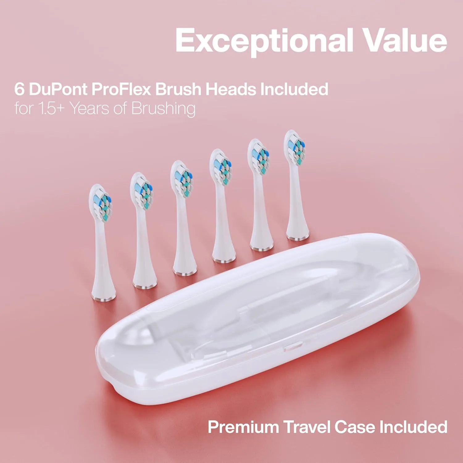 Aquasonic Vibe Series PRO – Ultra-Whitening Electric Toothbrush – 5 Modes & Smart Timers – Premium Travel Case & 6 Proflex Brush Heads – ADA Accepted Toothbrush (Rose Gold)