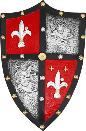 Armory Replicas™ Knight Shield - Middle Ages Soldier Warrior Costume Foam Shield with Red & Gold Lion Design, PU Foam, Anime & Cosplay Prop, Durable, Lightweight