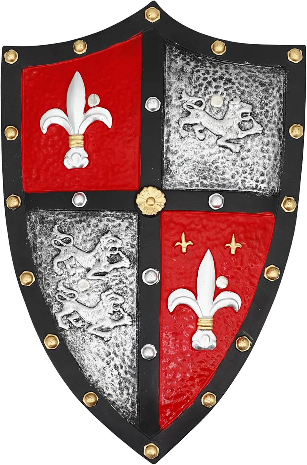 Armory Replicas™ Knight Shield - Middle Ages Soldier Warrior Costume Foam Shield with Red & Gold Lion Design, PU Foam, Anime & Cosplay Prop, Durable, Lightweight