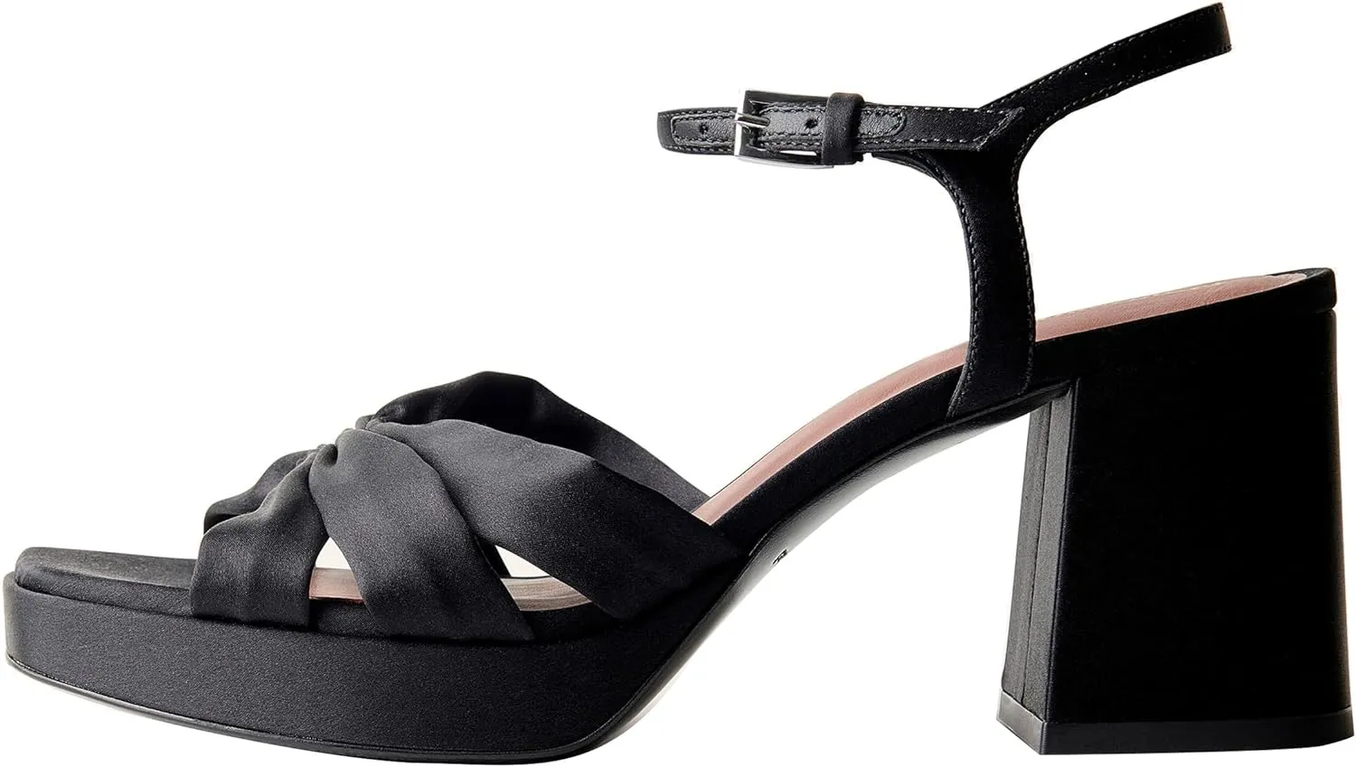 Arqa Platform Bow Sandals for Women Metallic Ruched Chunky Heels Square Open Toe Ankle Strap Block Heel Sandal