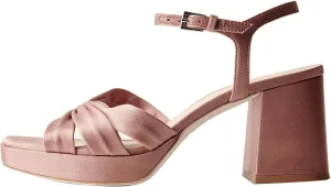 Arqa Platform Bow Sandals for Women Metallic Ruched Chunky Heels Square Open Toe Ankle Strap Block Heel Sandal