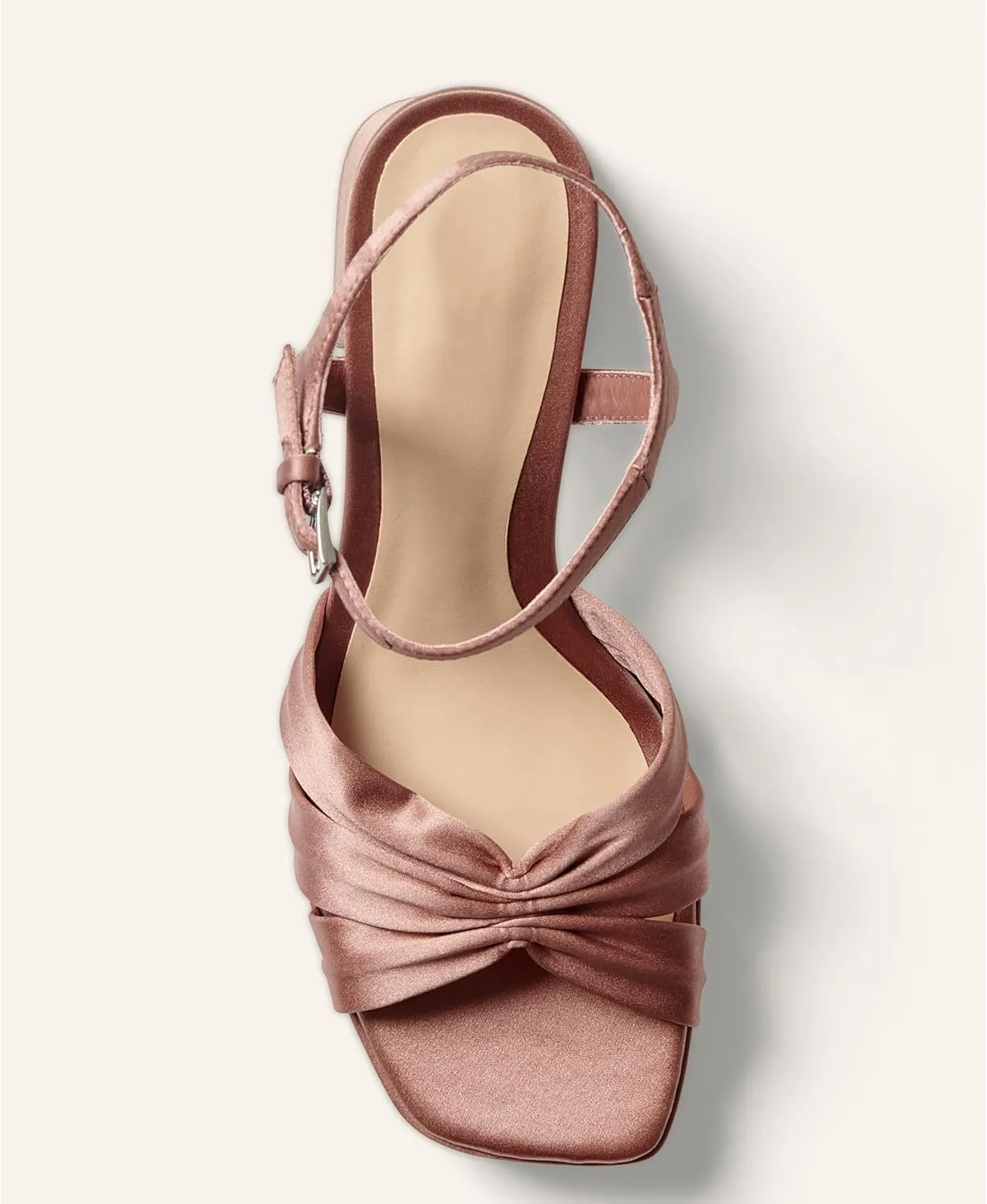 Arqa Platform Bow Sandals for Women Metallic Ruched Chunky Heels Square Open Toe Ankle Strap Block Heel Sandal