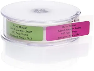 Assorted Metallic Foil Rolled Address Labels with Elegant Plastic Dispenser