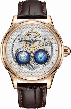 Automatic Watches for Men 47mm Automatic Mechanical Luxury Flywheel Watch 3D Double Globe Stainless Steel Case Men Wrist Watch