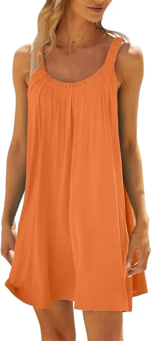 Backless Camisole Mini Dress: Ideal for Transitioning from Beach to Boardwalk, A Solid Color Stretchy Swim Cover Up