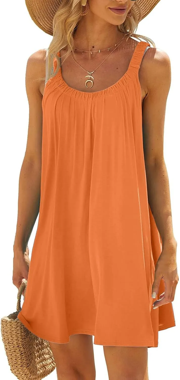 Backless Camisole Mini Dress: Ideal for Transitioning from Beach to Boardwalk, A Solid Color Stretchy Swim Cover Up