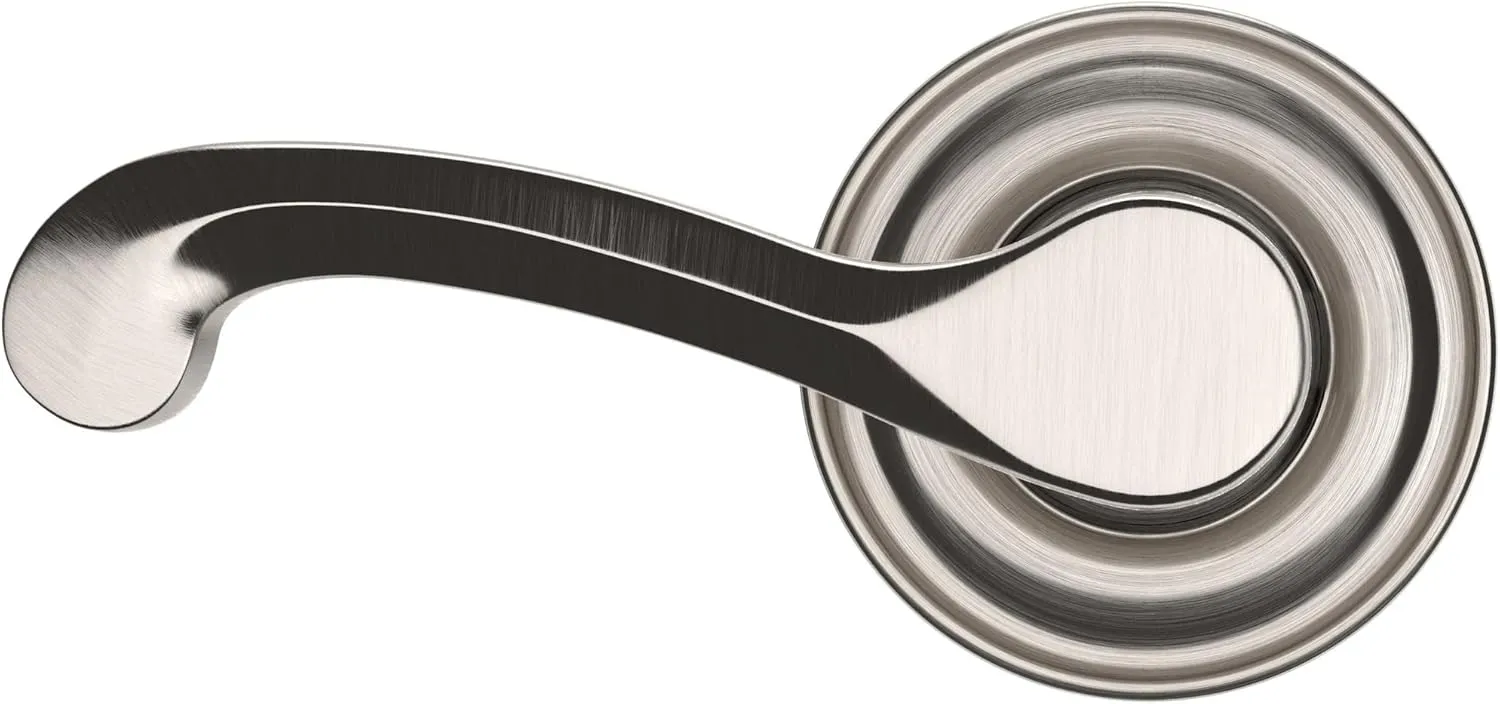 Baldwin 5445V.LDM 5445V Left Handed Non-Turning One-Sided Dummy Door Lever with 5048 Rose from The Estate Collection - Lifetime Satin Nickel