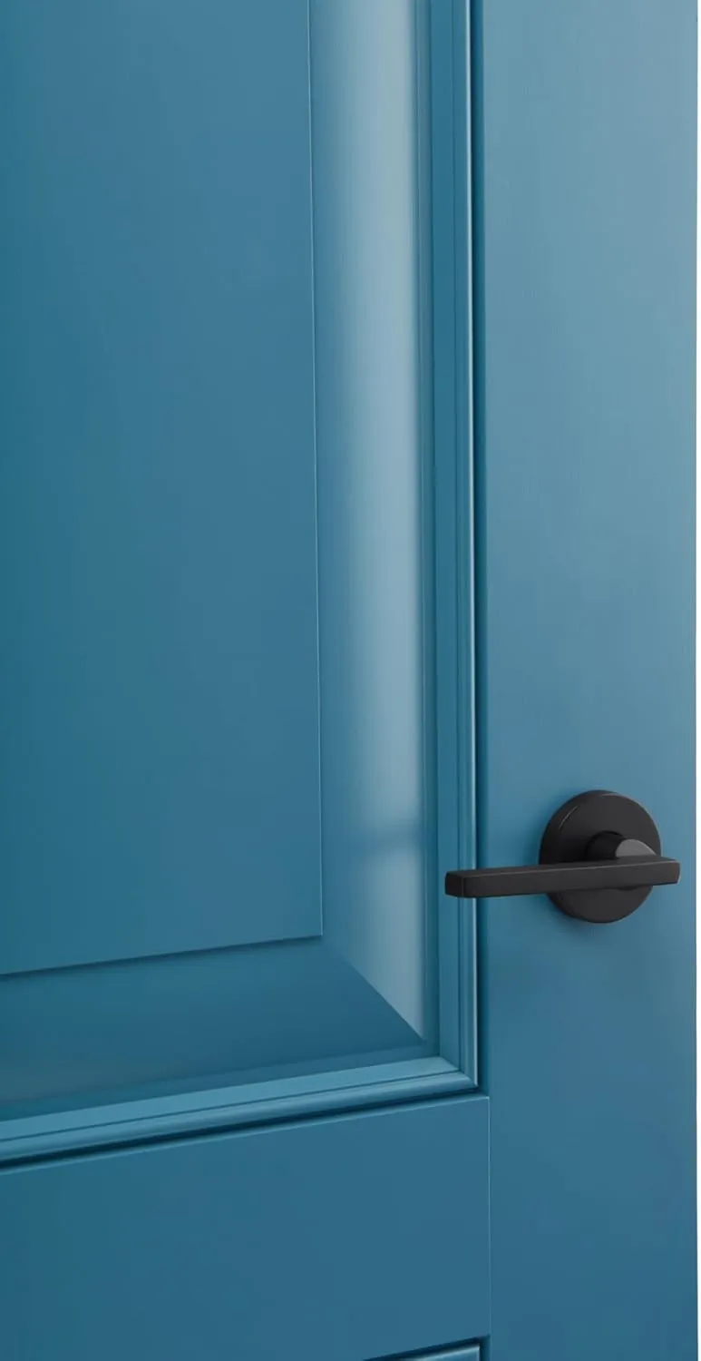 Baldwin PS.SQU.CRR Square Passage Leverset with Contemporary Round Rose - Lifetime Satin Brass