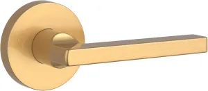 Baldwin PS.SQU.CRR Square Passage Leverset with Contemporary Round Rose - Lifetime Satin Brass