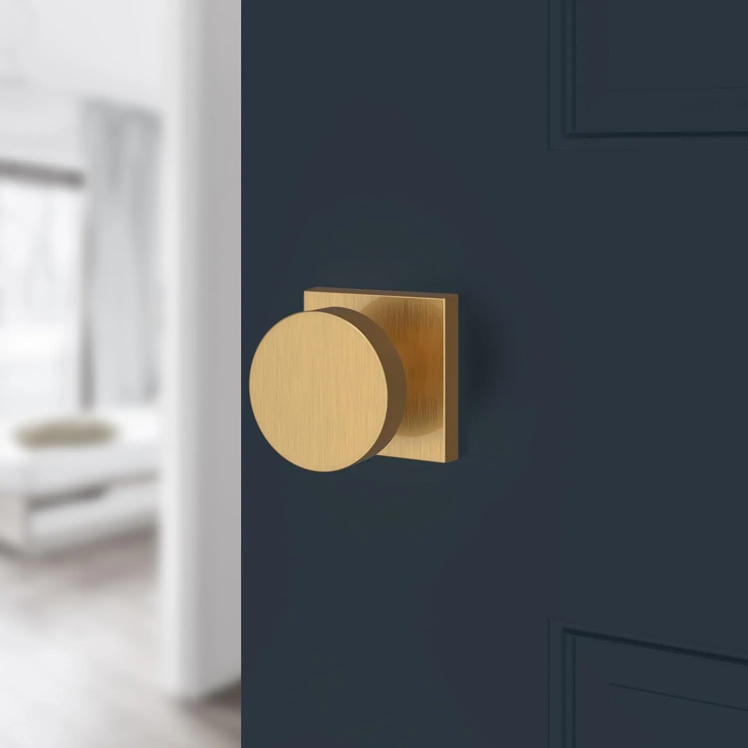 Baldwin PV.CON.CSR Contemporary Privacy Door Knob with Square Rose - Satin Black