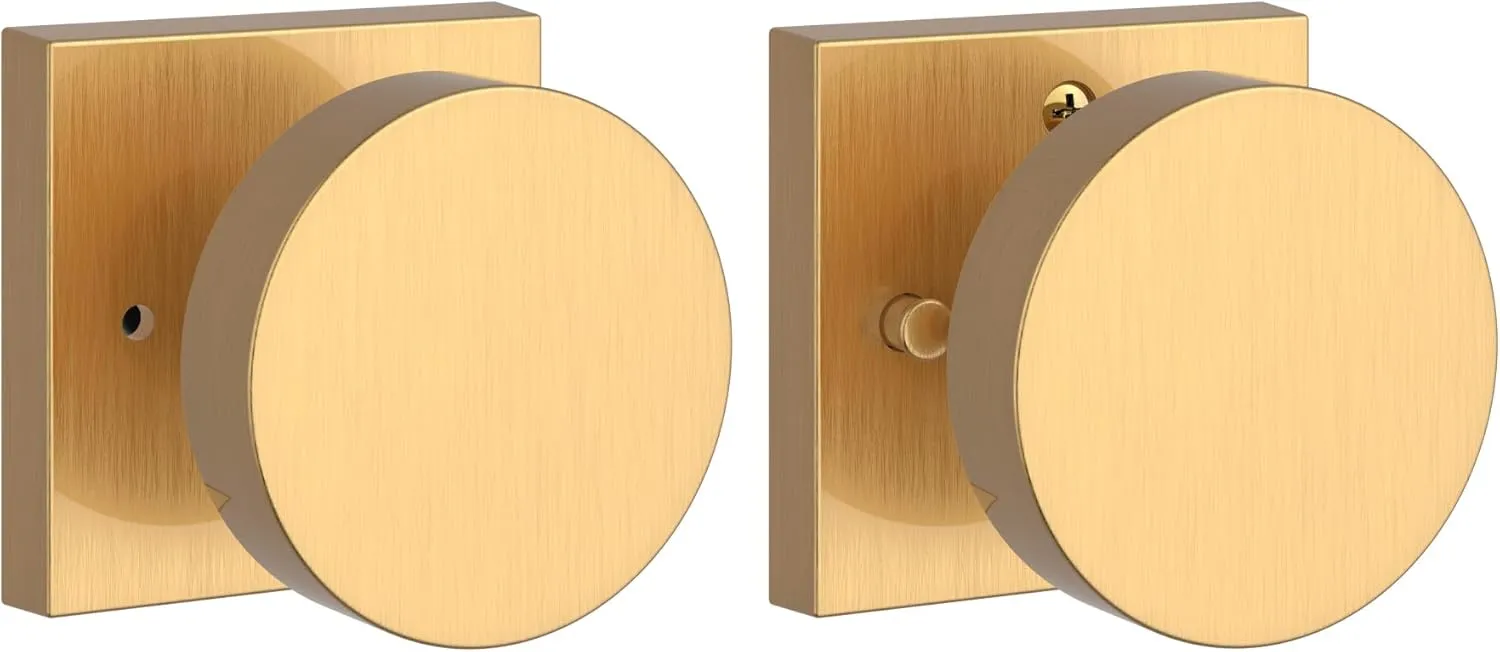 Baldwin PV.CON.CSR Contemporary Privacy Door Knob with Square Rose - Satin Black