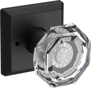 Baldwin PV.CRY.TSR Crystal Privacy Door Knob with Square Rose - Satin Black