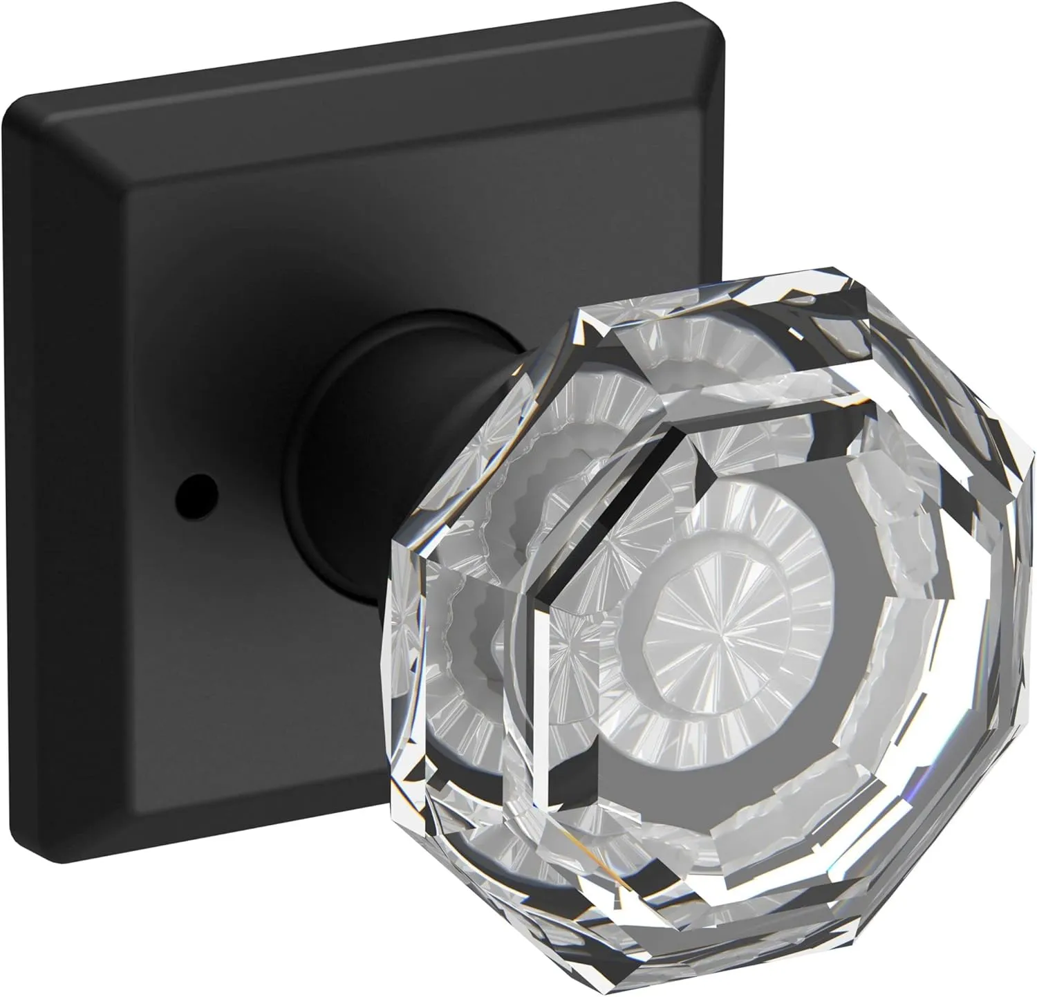 Baldwin PV.CRY.TSR Crystal Privacy Door Knob with Square Rose - Satin Black