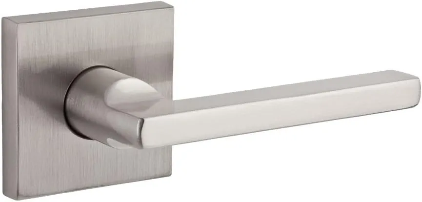 Baldwin PVSQUCSR150 Reserve Privacy Square with Contemporary Square Rose in Satin Nickel Finish