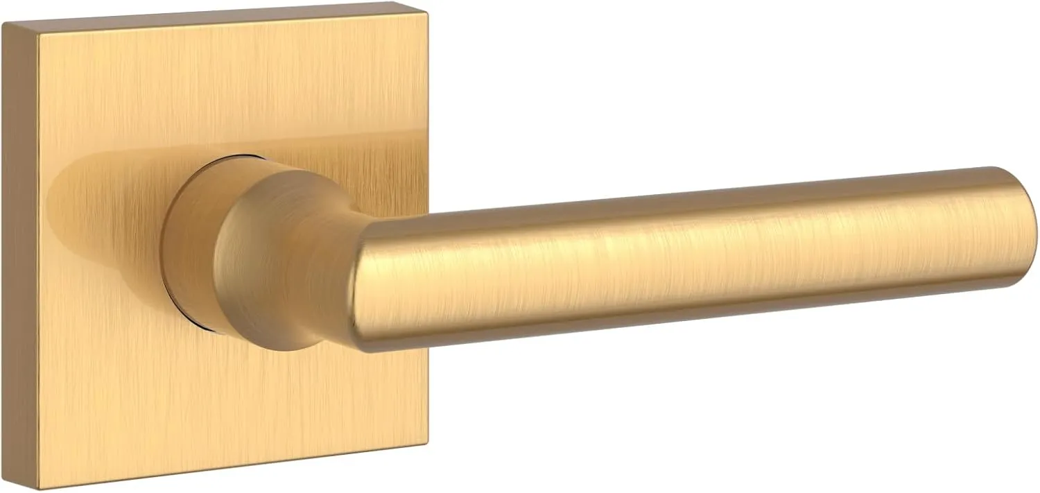 Baldwin PV.TUB.CSR Tube Privacy Leverset with Contemporary Square Rose - Lifetime Satin Brass