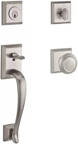 Baldwin SCNAPXTRATSR150 Reserve Single Cylinder Handleset Napa x Traditional with Traditional Square Rose in Satin Nickel Finish