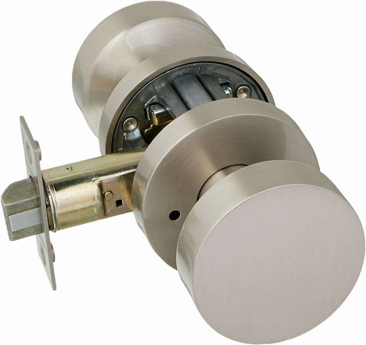 Baldwin PV.CON.CRR Modern Privacy Door Knob Set with Modern Round Rose from The, Satin Nickel