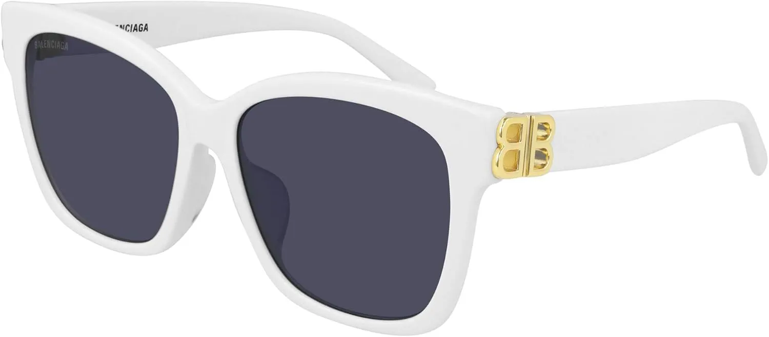 Balenciaga Square Sunglasses BB0102SA 004 White/Gold 57mm 102