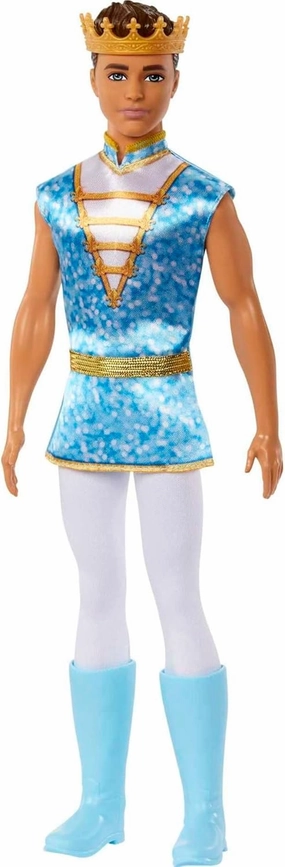 Barbie ​Ken Doll | Kids Toys | Royal Ken with Gold Crown and Blue Tunic Fairytale Brunette Doll with Riding Boots | Gifts for Kids, HLC22