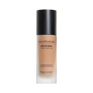 bareMinerals Original Pure Serum Radiant Natural Liquid Foundation Mineral SPF 20, Hydrating Skin Tint, Dewy Finish, Lightweight, Medium Coverage, Non-Comedogenic, Vegan
