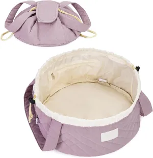 Barrel Drawstring Makeup Bag Large Cosmetic Bag Make up Bags Women Toiletry Organizer for Travel Toiletries Accessories Essentials (Quilted Dusty Rose) (Patent)