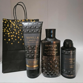 Bath & Body Vanilla Noir Men's Gift Set, 3-in-1 Body Wash 10 fl oz, Body Cream 8 oz, Body Spray 3.7 oz