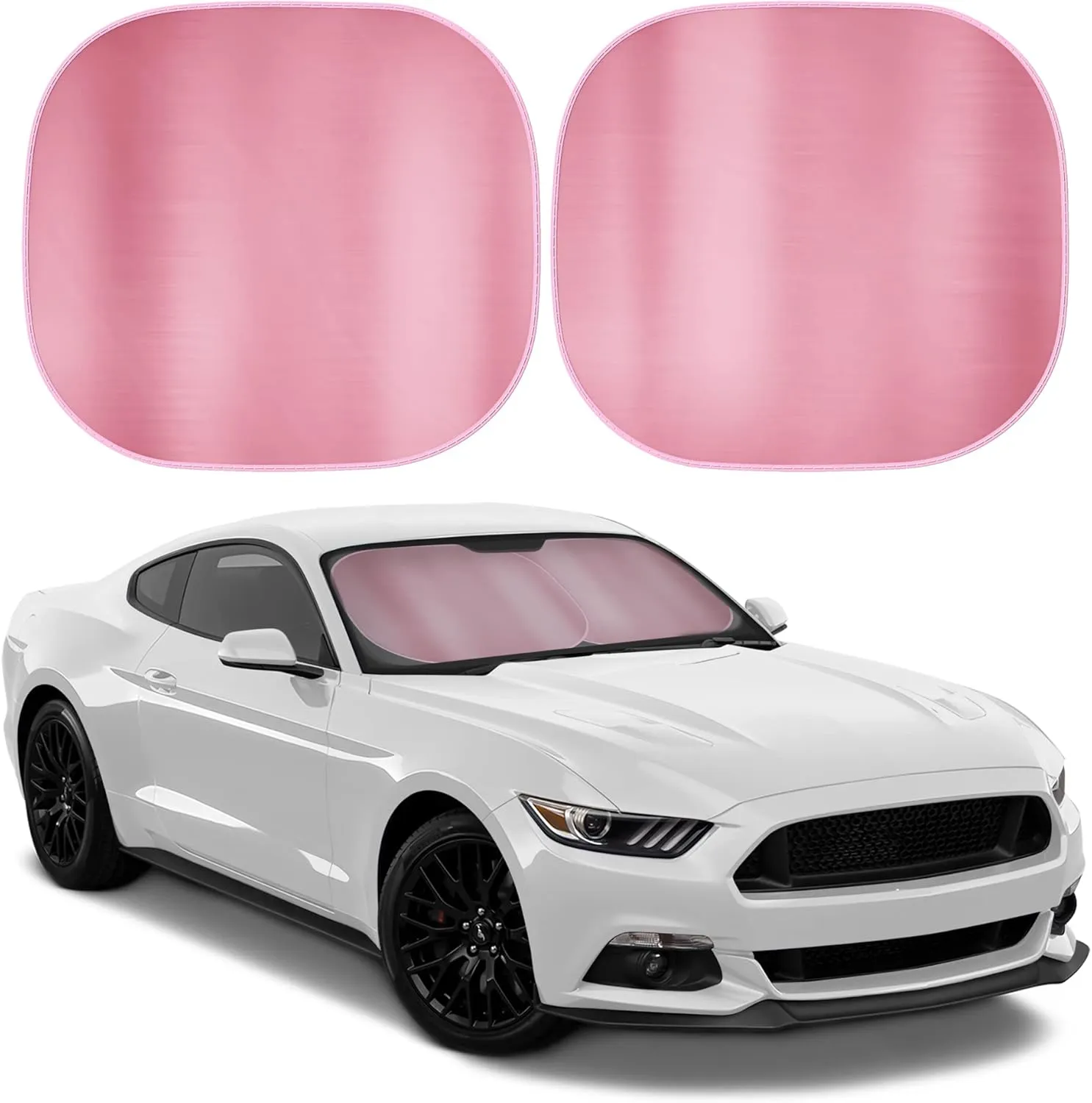 BDK Metallic Pink Car Windshield Sun Shade - Blocks UV Rays Sun Visor for Windshield - Easy Setup Keeps Vehicle Cool - 31.75 x 28.76