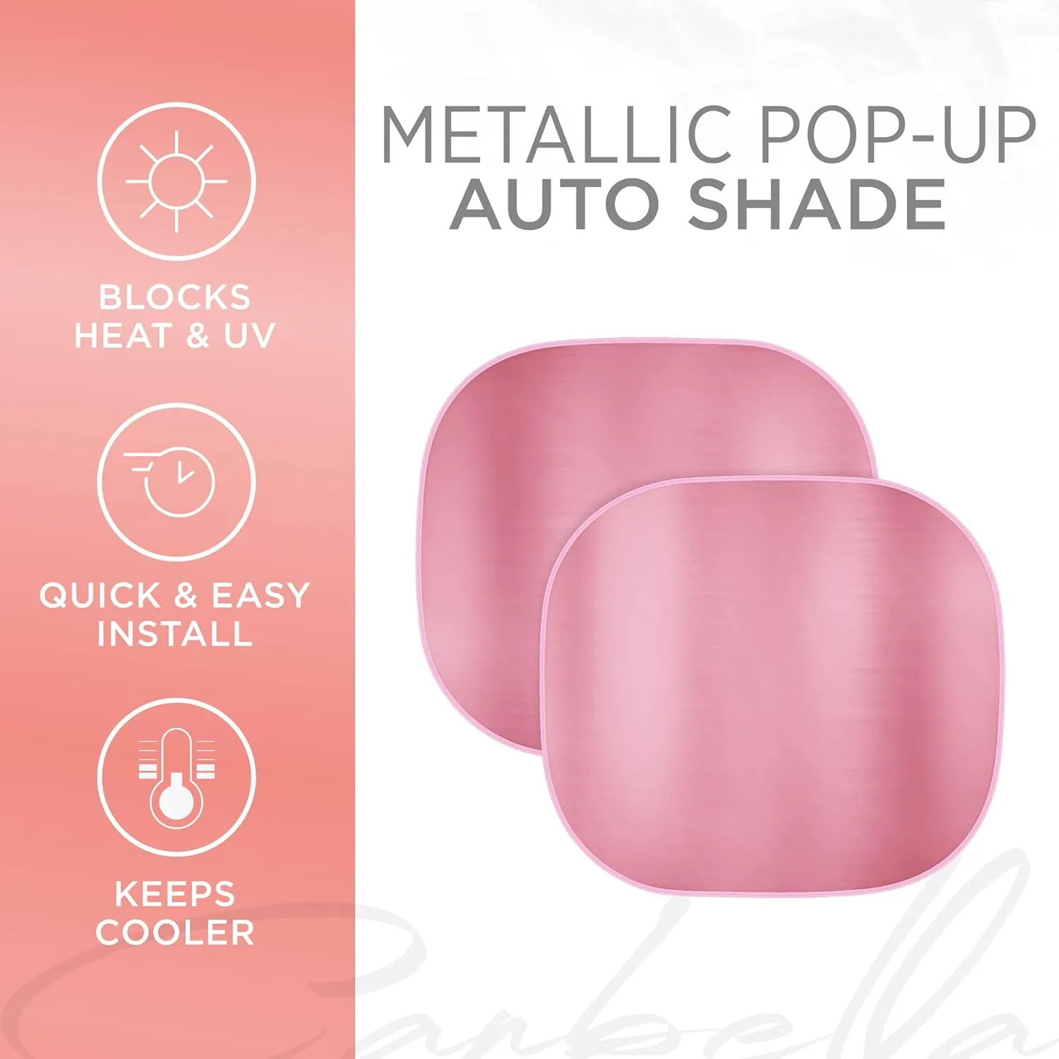 BDK Metallic Pink Car Windshield Sun Shade - Blocks UV Rays Sun Visor for Windshield - Easy Setup Keeps Vehicle Cool - 31.75 x 28.76