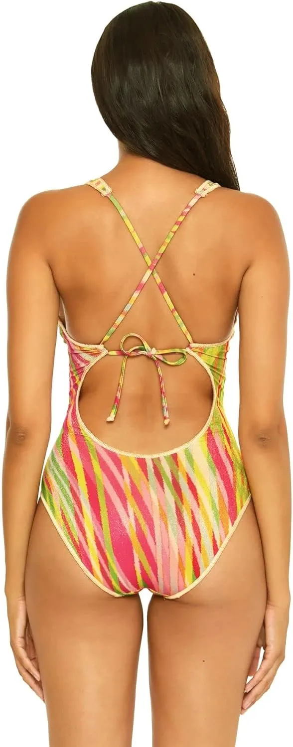 BECCA Women's Standard Awaken One Piece Swimsuit, Londyn Scoop Neck, Adjustable, Bathing Suits